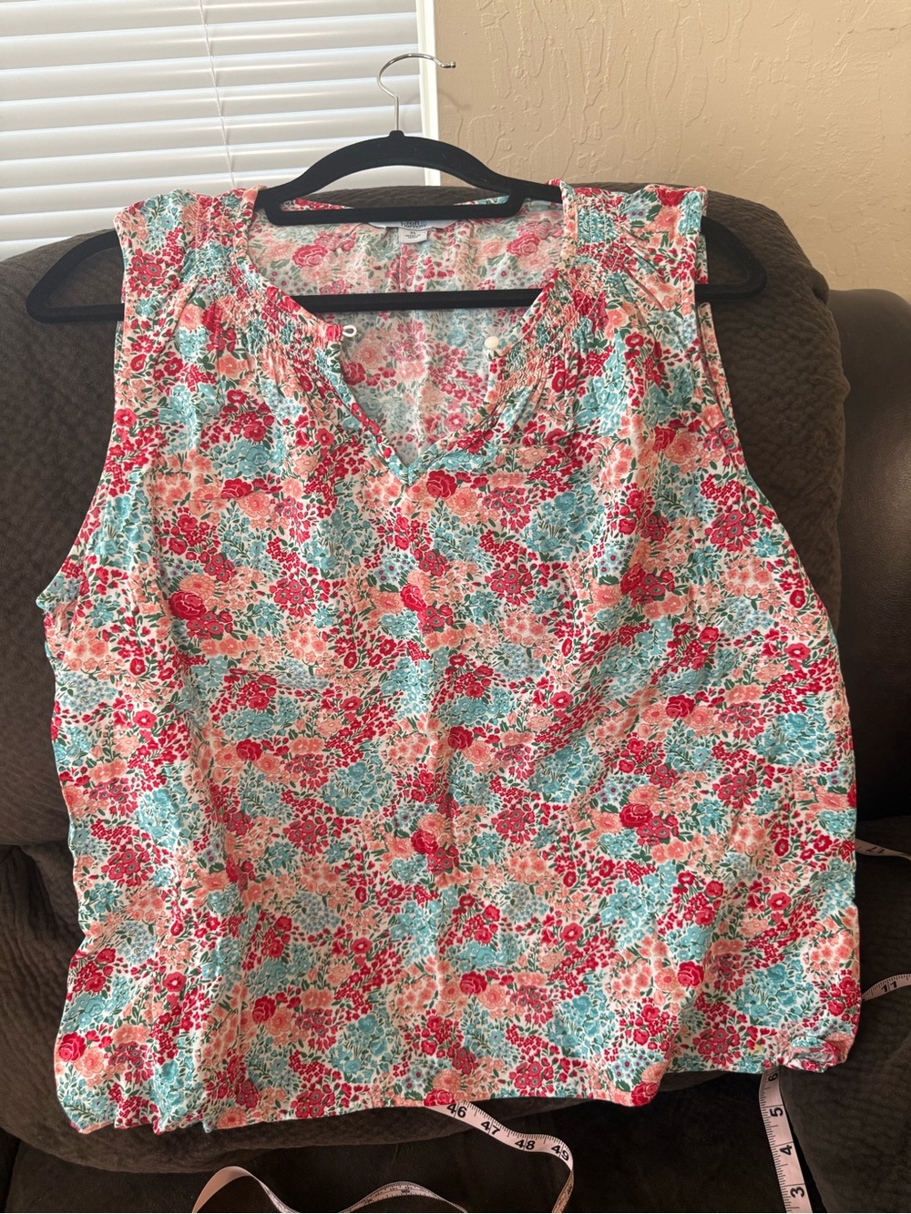 croft & barrow Coral and Teal Floral Tank Top